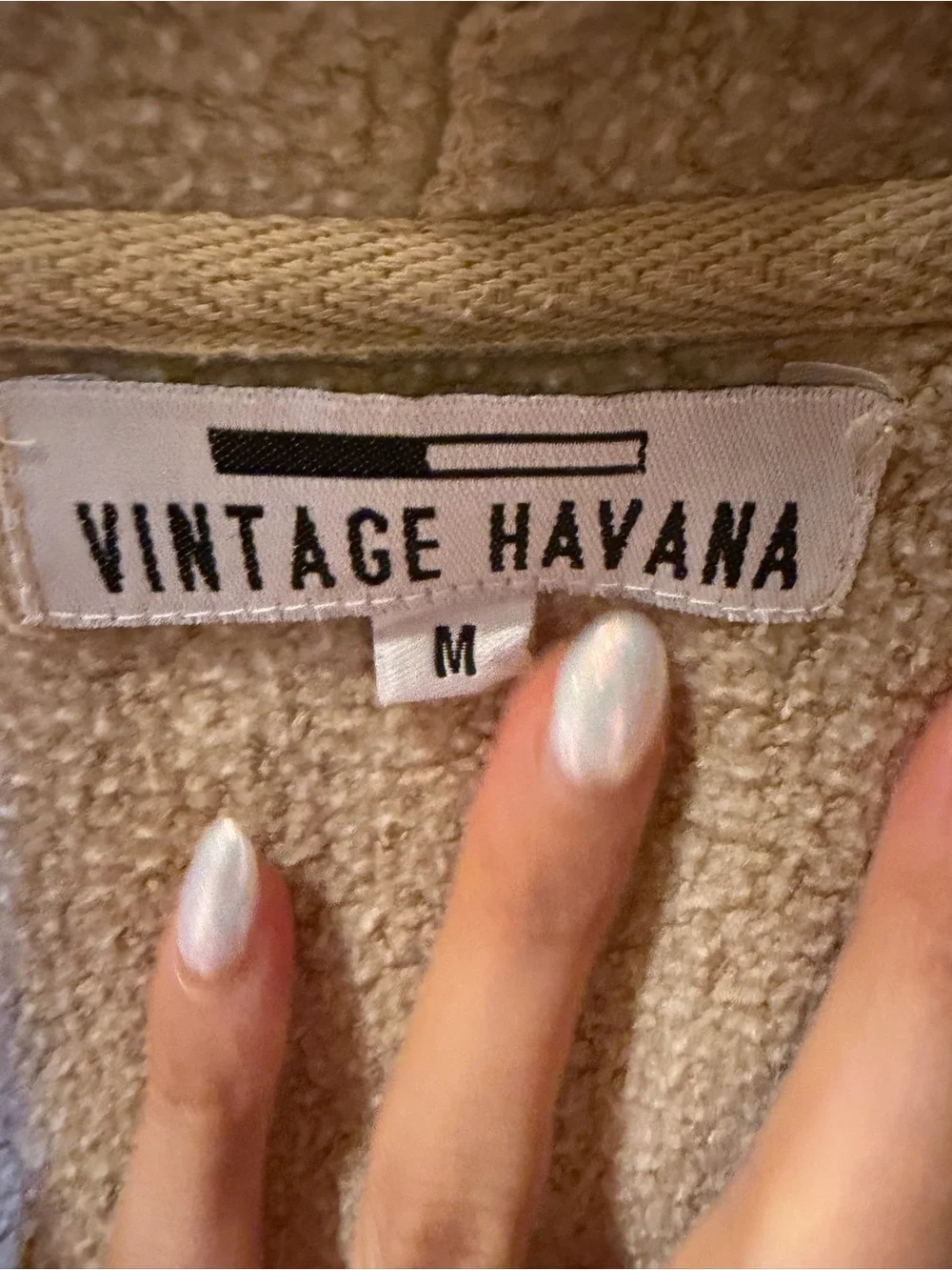 Vintage Havana Beige Zip-Up Hoodie with Black 'ROCK STAR' Graphic